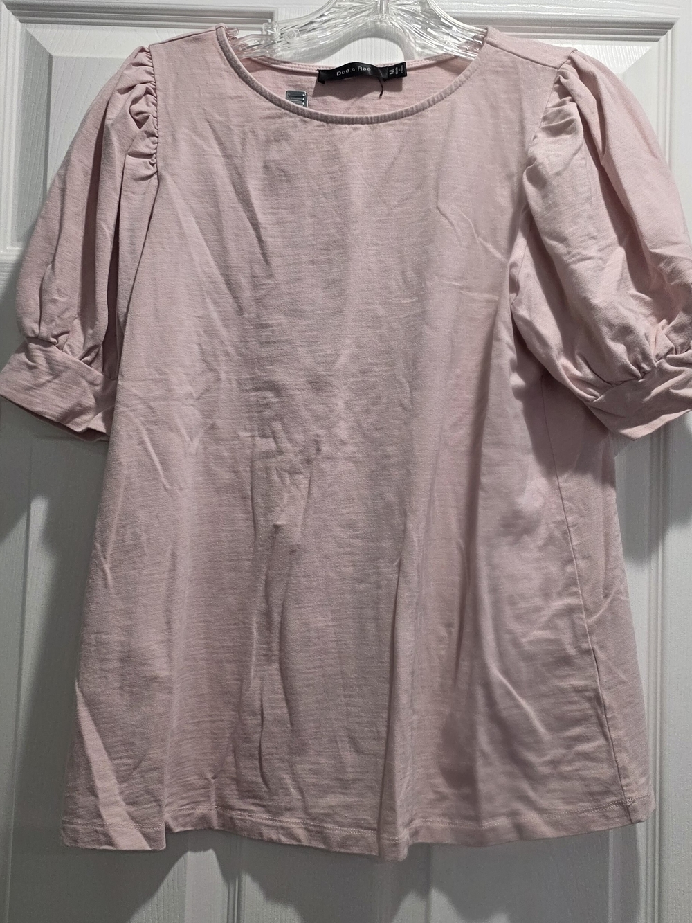 Doe & Rae Light Pink Puff Sleeve Tunic Top